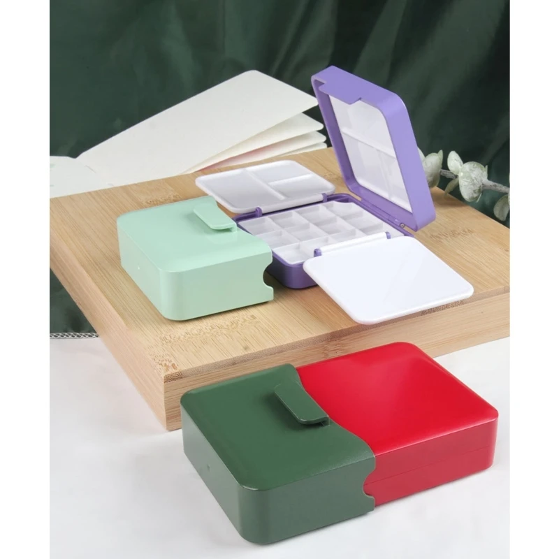 Watercolor Paint Paint Brush Washer 12 Well Folding Case Portable Acrylics Box