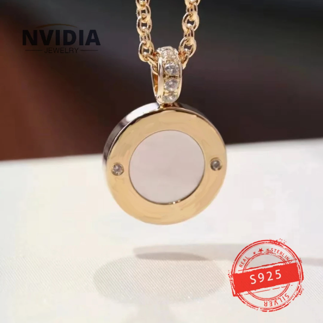 2024 Fashion Jewelry BV Customized S925 Silver Luxury Round Ceramic Diamond Set Women's Necklace Birthday Party Earrings Gift