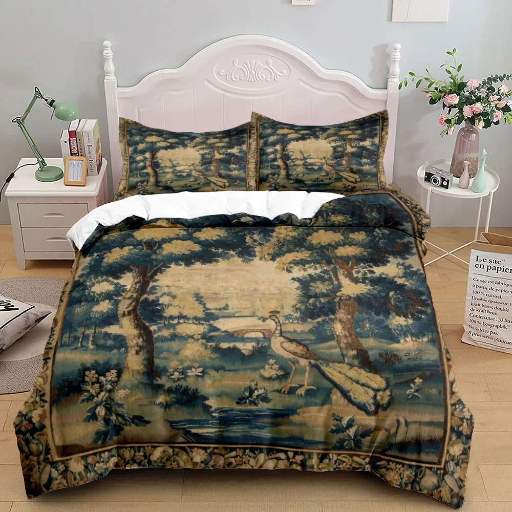 Antique Aubusson Duvet Cover Set King Queen Double Full Twin Single Size Bed Linen Set