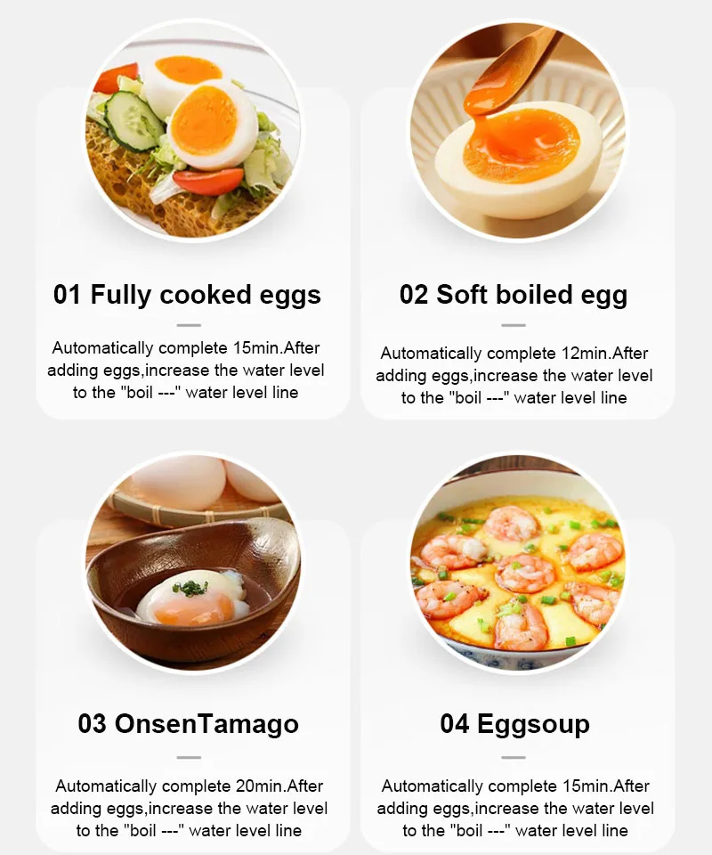 Multifunctional Household Electric Stewed Eggs Boiler Automatic Power-off of Custard Steamer Egg Cooker Poacher Heater Warmer EU
