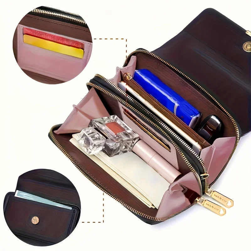 Fashionable Crossbody Bag, Mobile Phone Bag, Card Bag, Wallet, RFID Protective Adjustable Shoulder Strap, Handheld Coin Purse