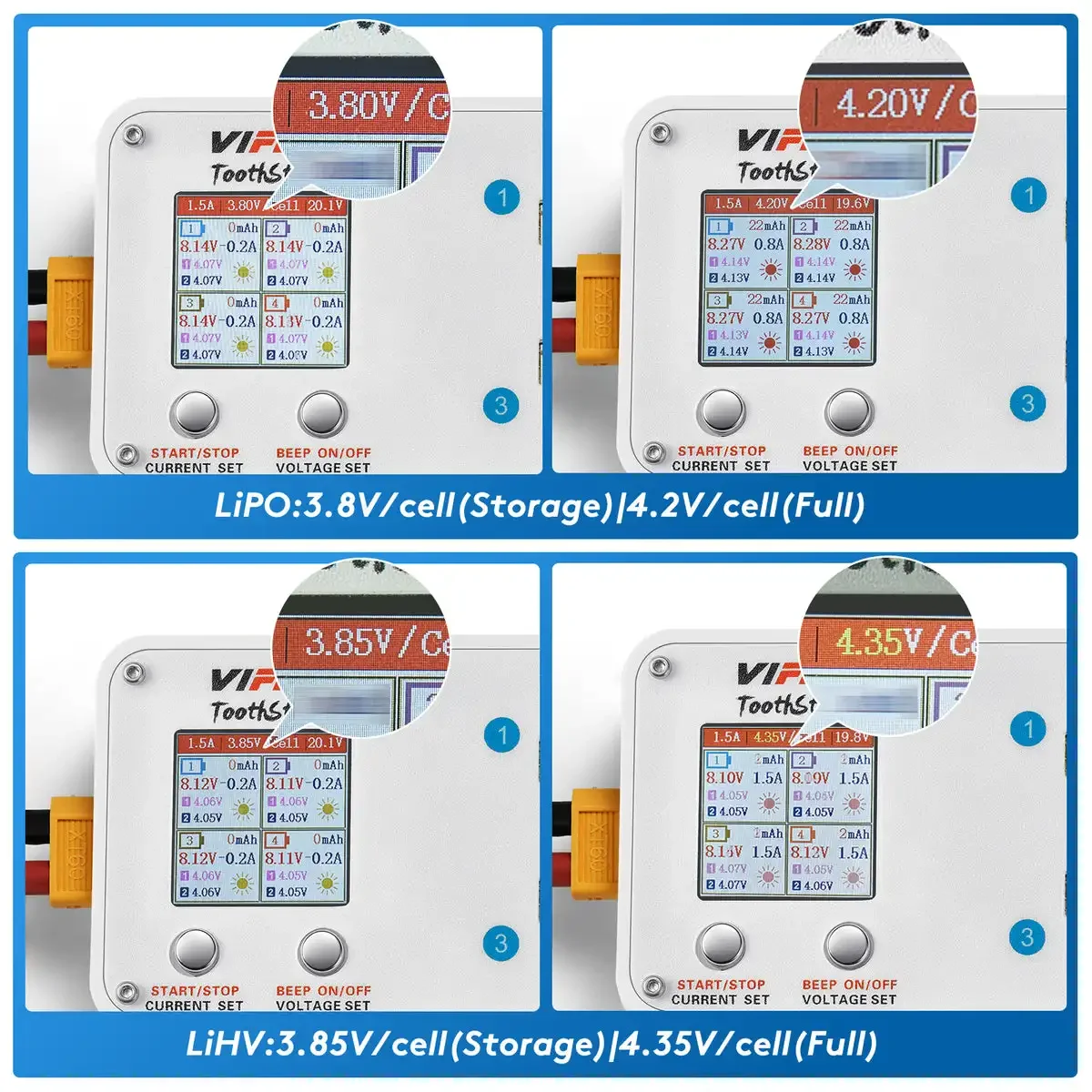 VIFLY ToothStor 2S LiPo Battery Charger 1.5A Output USB-C PD XT60 DC for Whoop Drone thumbnail 6