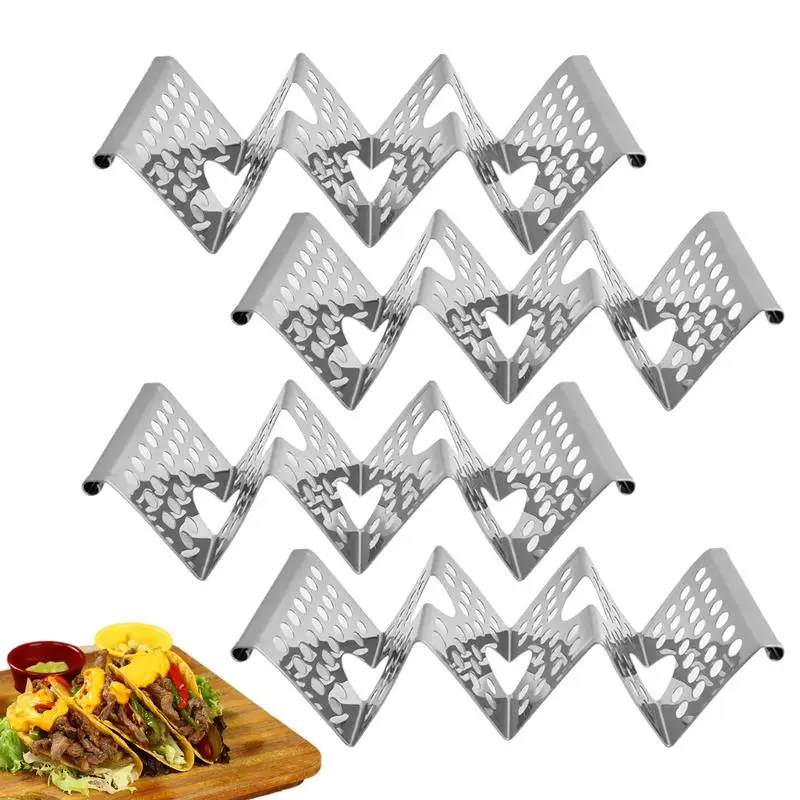 

Taco Holder Stand Set Of 4 Stainless Steel Tortilla Holder Stand W-Shaped Taco Tray Holders Each Hold Up To 3 Tortillas Oven