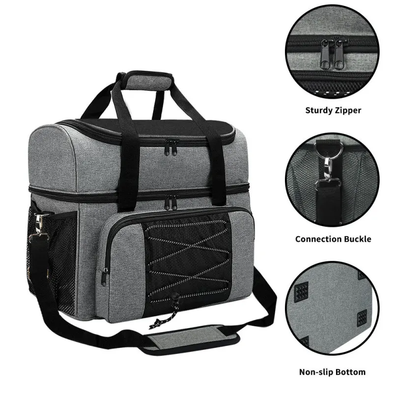 Bowling Bag Portable Tote for 2 Balls with Padded Ball Holder for Double Ball and Pair of Shoes up to Mens bowling accessories