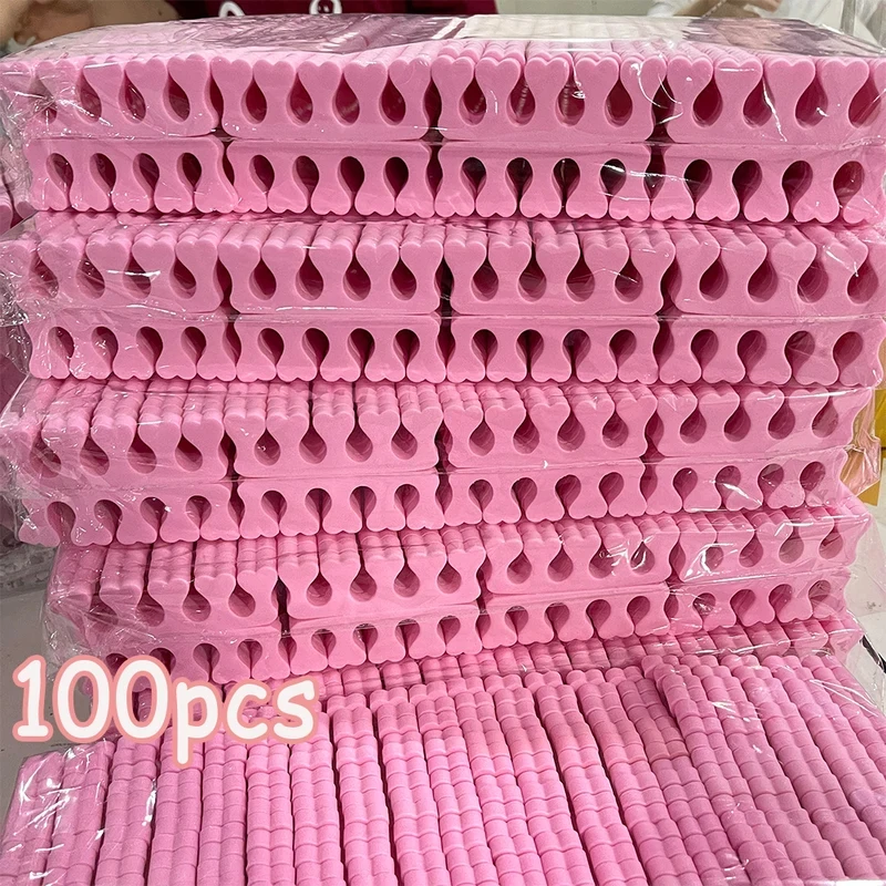 100pcs Pink Sponge Finger Toe Separators Toe Divider Spacer for Polishing Practice Painting Foot Braces Manicure Salon Tool