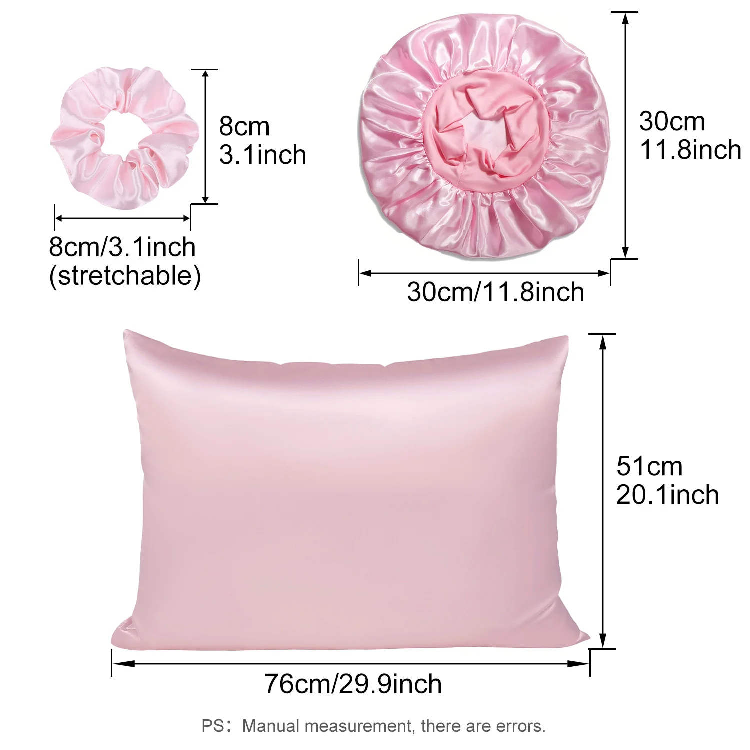 Luxury 4PCS/LOT 2 Pillowcase Hair Scrunchie Night Hat Set Fashion Imitation Silk Satin Pillowcase Sleep Set tool Silkly Cap 2
