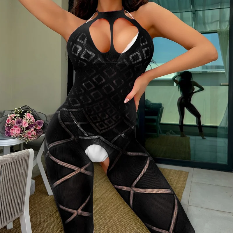 

Popular Tight Backless Jumpsuit Fishnet Clothes Hollow out See-through Sexy Seduction Passion Yd243