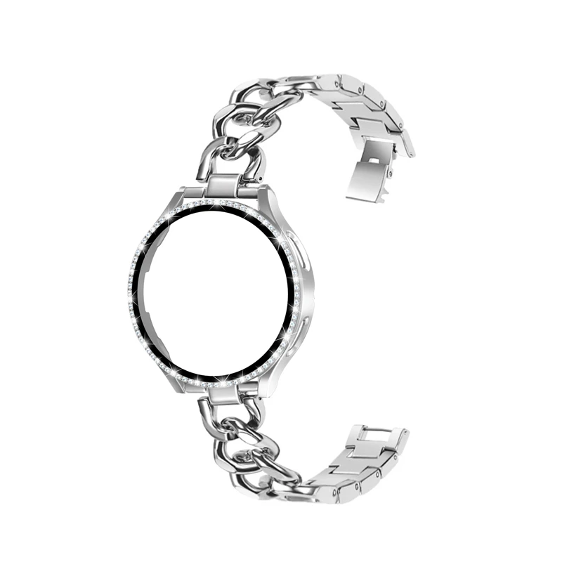 

Bling Case+Bracelet for Samsung Galaxy Watch 4 5 6 40mm 44mm Metal Cowboy Chain Strap Screen protector Galaxy Watch 4 5 6 Band