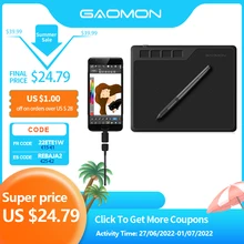 GAOMON S620 6.5 x 4" Digital Graphic Tablet for Drawing Painting&Game OSU, 8192 Level Pen Tablet Support Android/Windows/Mac OS
