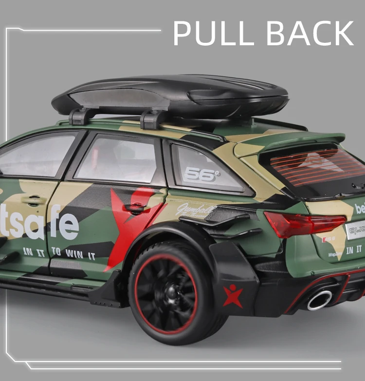 1:24 Audi Rs6 Sports Diecast Model Car Lights Sounds