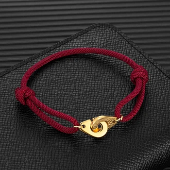 MKENDN 여성용 스테인리스 스틸 수갑 팔찌, 조정 가능한 로프 팔찌, Menottes Bijoux Corde 커플 쥬얼리 선물, 신제품