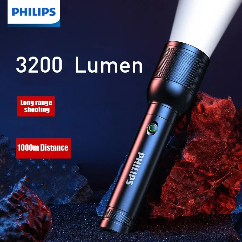 Philips 8168 Led Torcia 3200 Lumen1000M Portatile Potente Torcia Luminosa Lampada Da Campeggio Per Escursionismo All'Aperto Self Defen