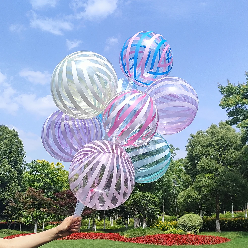 

20 Inch Striped Balloons Transparent Bobo Ball Balloon for Birthday Party Wedding Baby Shower Party Decoration Supplies