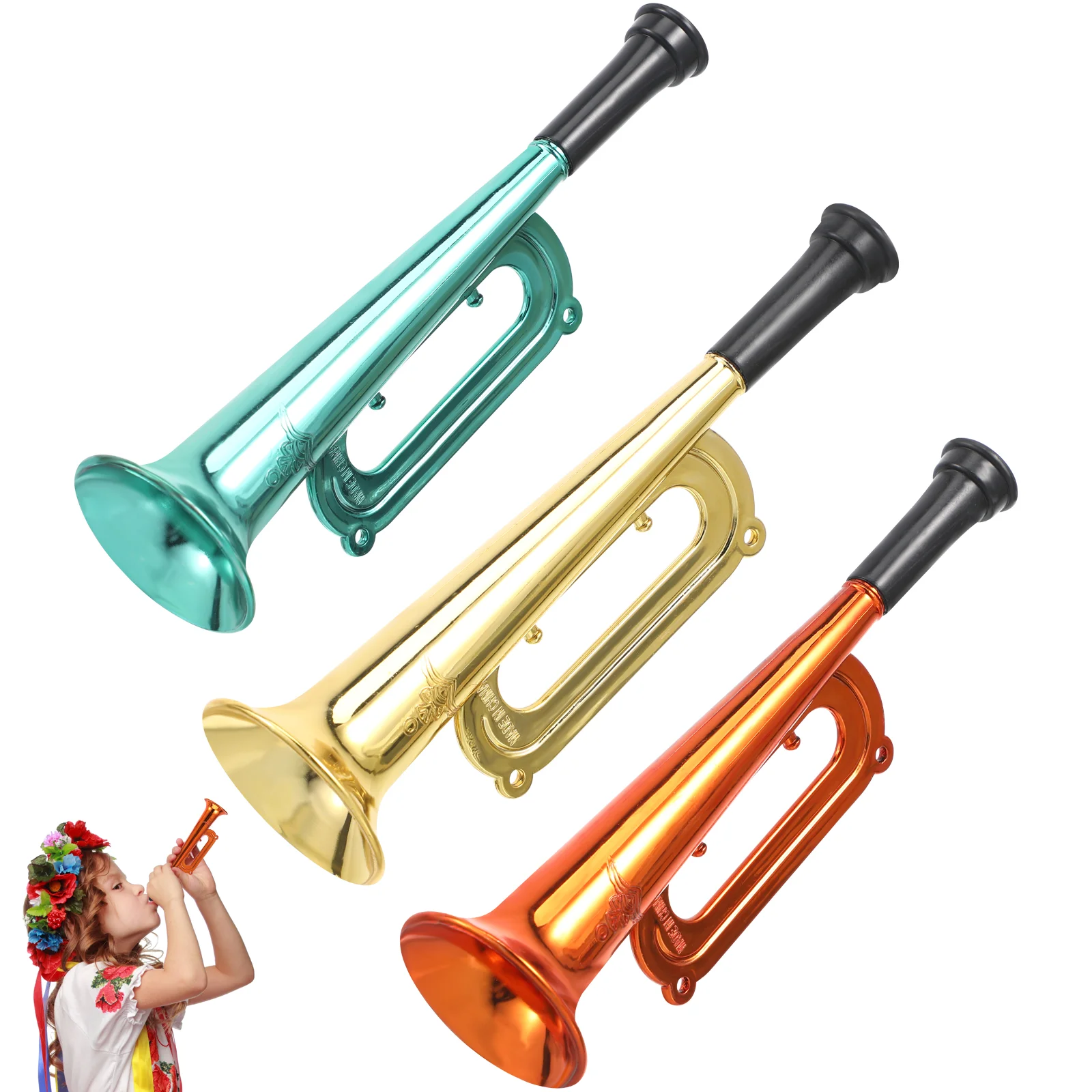 

Children's Trumpet Colored Kids Trumpets Puzzle Toys Colorful Game Cheering Horns Plastic Toddler Saxophone Party