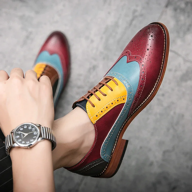 Men Business Dress Shoes Lace up Oxfords Flat Leisure Wedding Party Big Size