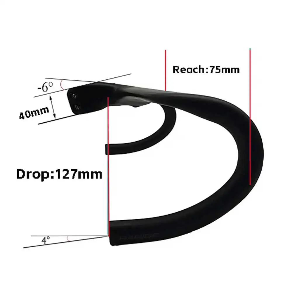 Bicycle Handlebar elitaone SL8 SL7 Road Carbon Bent Bar Internal Cable Routing 127mm Drop 75mm Reach