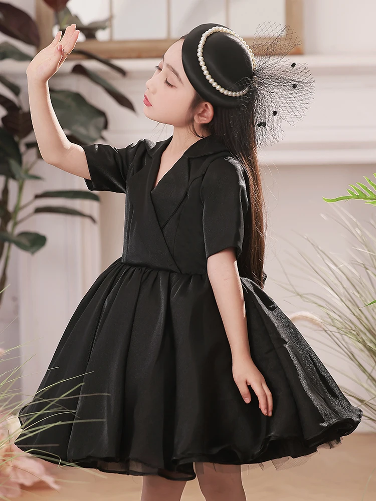 

High-end Kids Princess Dresses for Girls Party Dress for 1-11 Yrs Kids Wedding Evening Formal Black Dress Flower Girls Dress