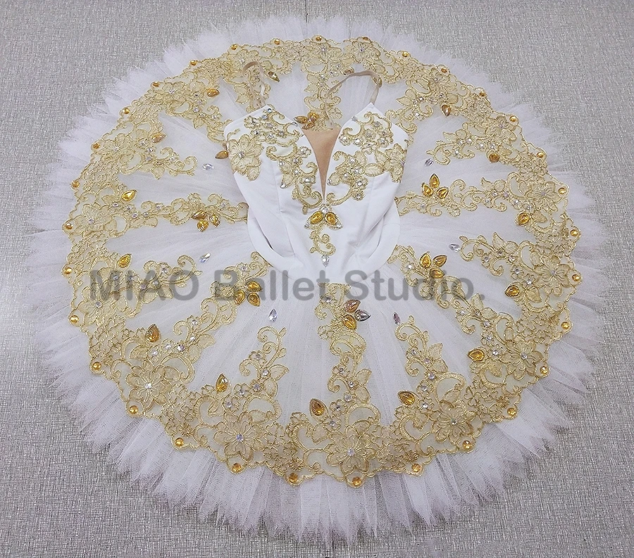 

Gorgeous Sleeping Beauty Professional Ballet Tutu Costumes white gold for Girl Classical Pancake Tutu pink gold competition 0455