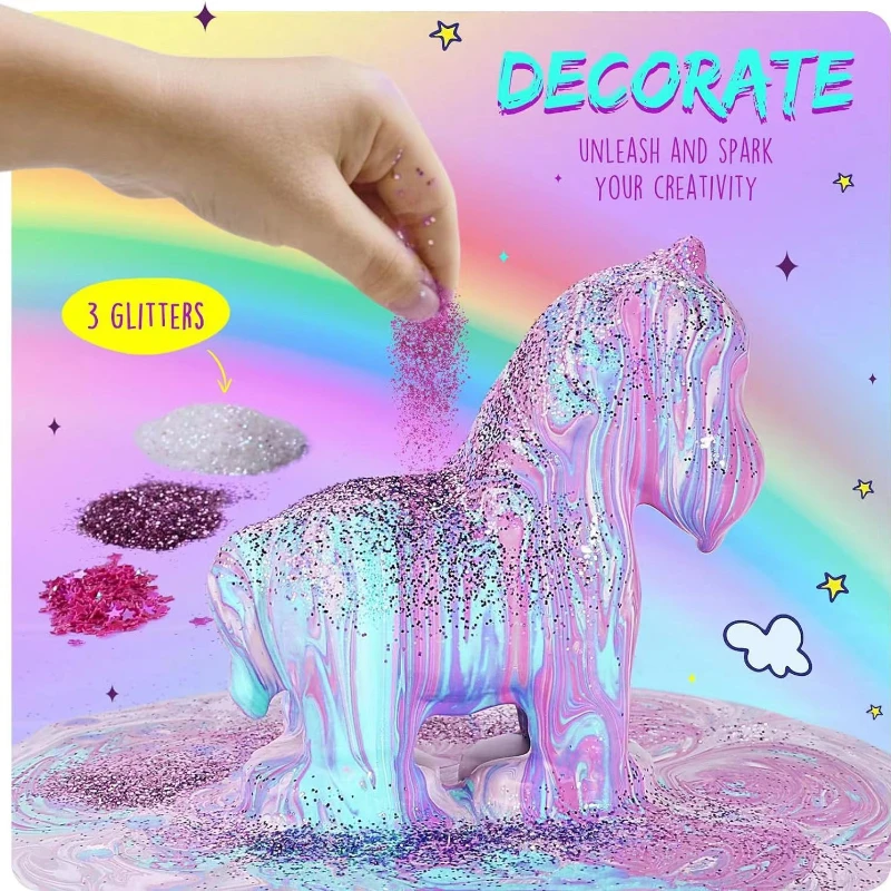 DIY 드로잉 유니콘 유체 아크릴 페인트 낙서 모델 크리 에이 티브 낙서 그림 흰색 배아 모델 어린이 퍼즐 장난감