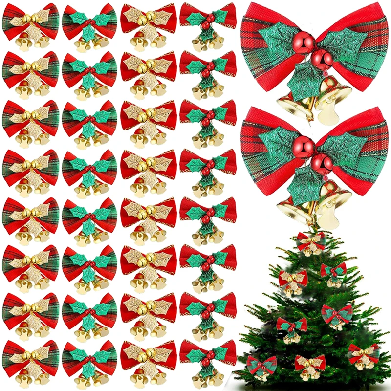 Small Red Bows Christmas Tree  Mini Red Bows Christmas Tree - 12pcs/pack  Christmas - Aliexpress