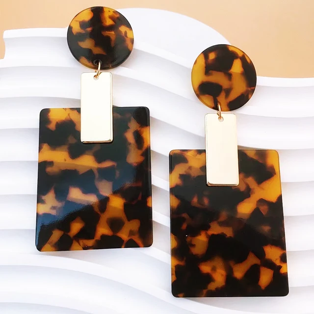 New Fashion Acetic Acid Square Earrings for Women 2024 Punk Exaggerated Geometric Beach Vacation Holiday Earrings 5