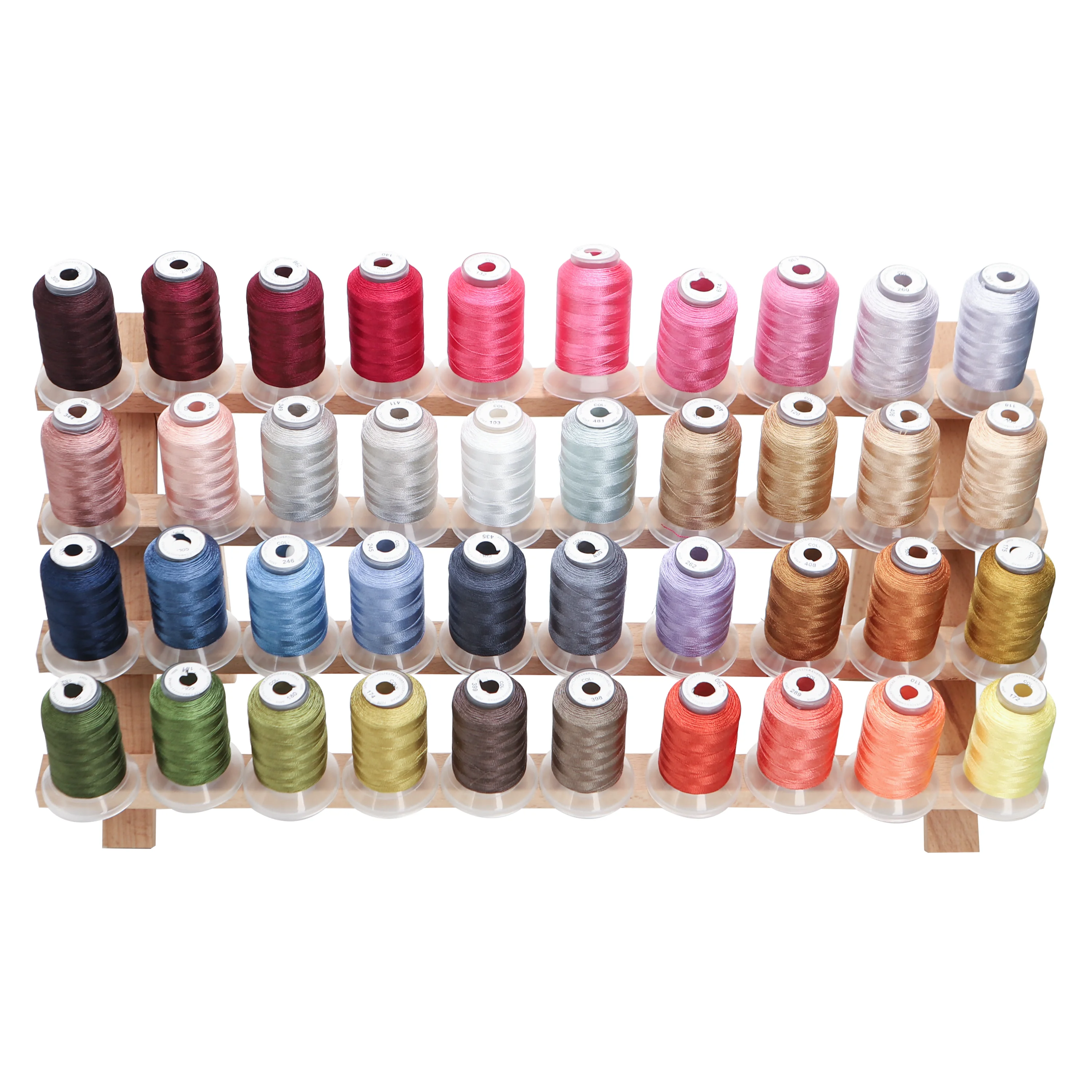 40 가을 색상 세트 프리미엄 120D/2 폴리 에스터 자수 스레드 40 무게 500 미터 스풀 Babylock Janome Singer..