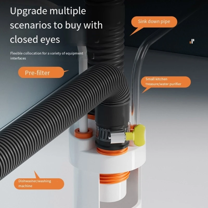 Washing Machine Floor Drain Pipe Tees Kitchen Pipe Drainpipe Connector Sewer Elbow Tees Washroom Accessories