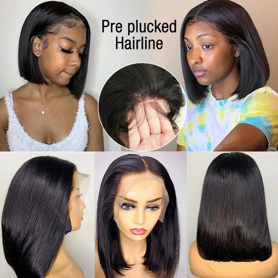 Wear Go Glueless Bob Wig Lace Front Human Hair Wigs Short Pre Plucked Straight 13x4 HD Transparent Lace Frontal Wig Bob on Sale - Image 5