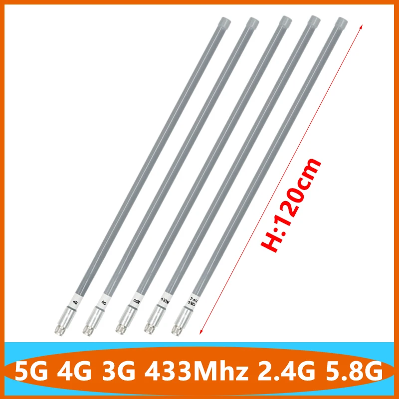 Outdoor Antenna FRP 120CM 5G 4G LTE 3G GSM 868Mhz 915Mhz Lora Helium Hotspot Miner Antenna 2.4G 5.8G Outdoor 15DBI Omni WiFi Fiberglass Aerial