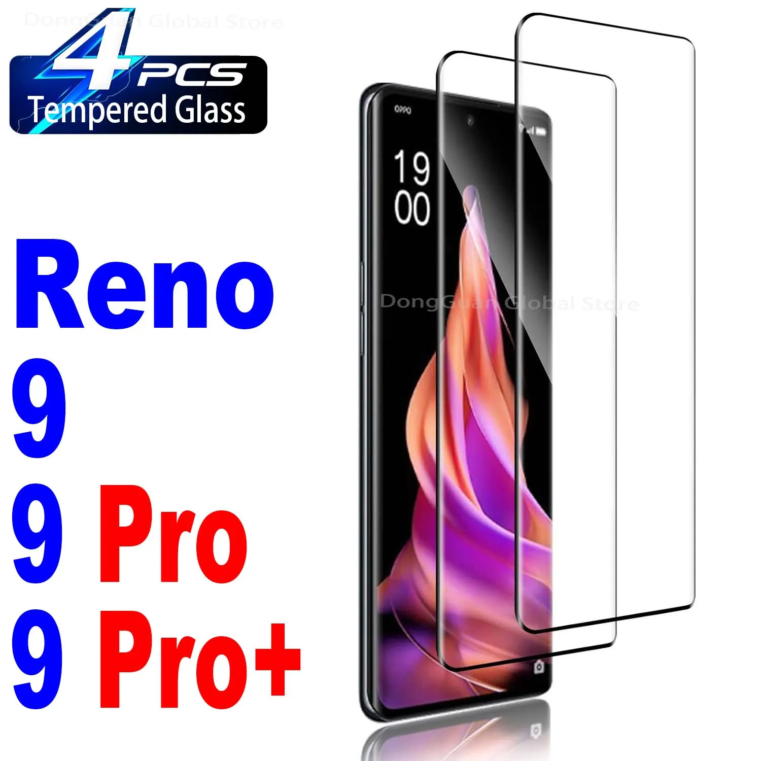 

1/4Pcs 3D Tempered Glass For Oppo Reno9 Pro Pro+ Screen Protector Glass Film