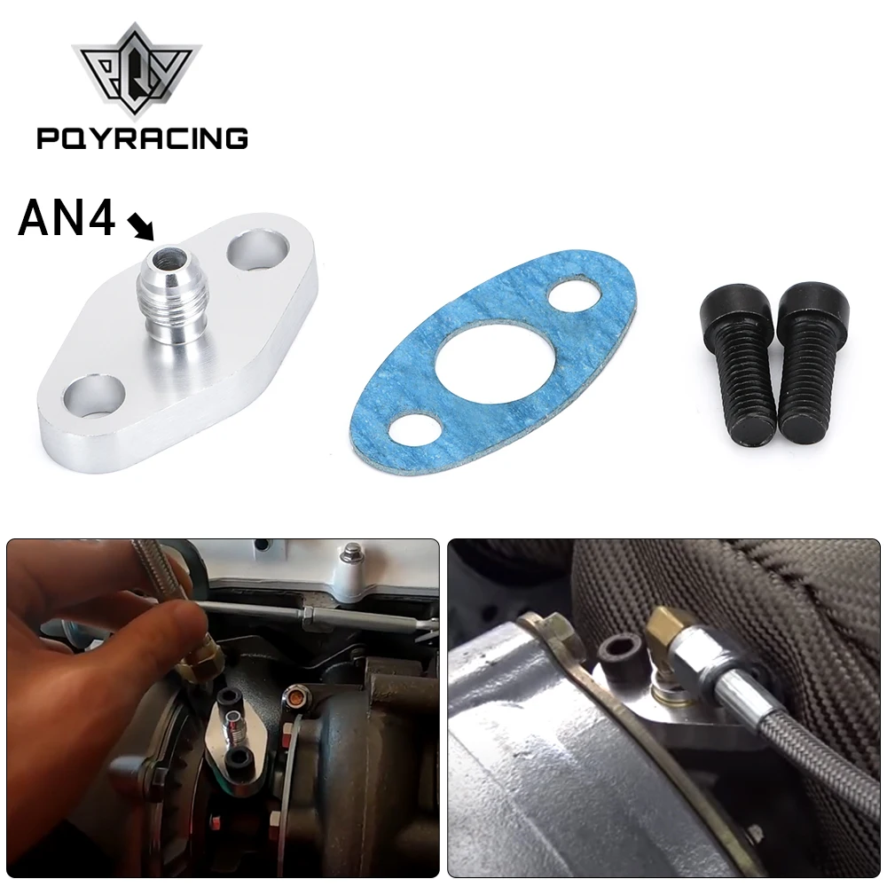 Turbocharger Parts Turbo Oil Feed Inlet Flange Gasket Adapter Kit 4AN 4 AN Fitting T3 T3/T4 T04