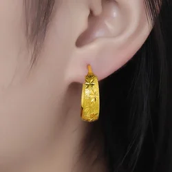 Real 18K Gold Color Classic Sky Star Earrings for Women Mother Engagement Birthday Mother's Day Jewelry Drop Earrings Gifts