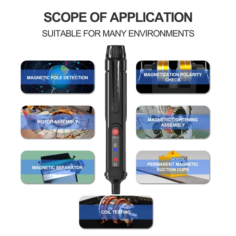 MASTFUYI Handheld Magnetic Pole Pen Polarity Tester N/S Pole Identify Tool North & South Magnetic Pole Detector 4