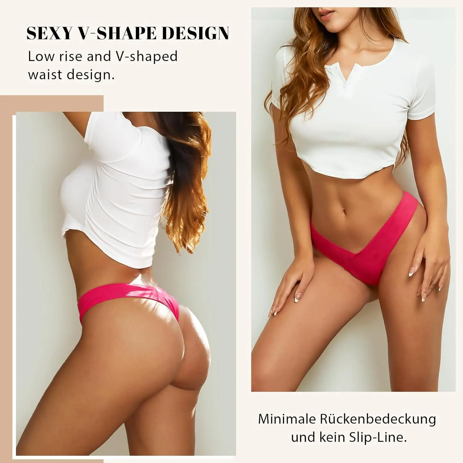 Pack of 5 Thong Women's Underwear Cotton Underpants Breathable Soft Comfortable Lingerie Stretch Thong Set for Women S-XL O
