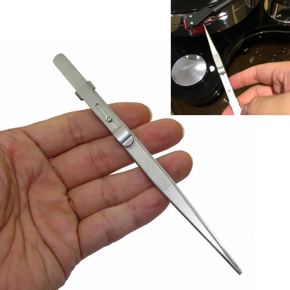 Universal LP Phono Cartridge Replacement Stylus Lead Wire Installation Tweezers Clamp Antislip Stainless Steel turntable adapter