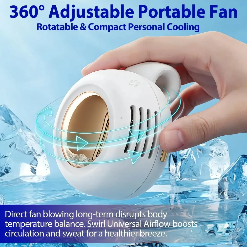 Portabl Clip On Mini Bladlss Silnt Elctric Waist Shirt Fan 3 Spd Adjustabl For Outdoor Camping Travl Cooling_voghion.com