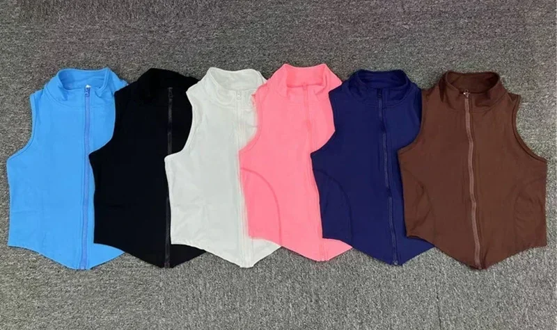 Sports Tank Sports Top Women Gym Vest Zipper Fitness T-shirts Woman Compressed Shirt Yoga Clothing Sportswear Blue Black White Coffee sports t shirt,yoga top,yoga shirt,sports shirt