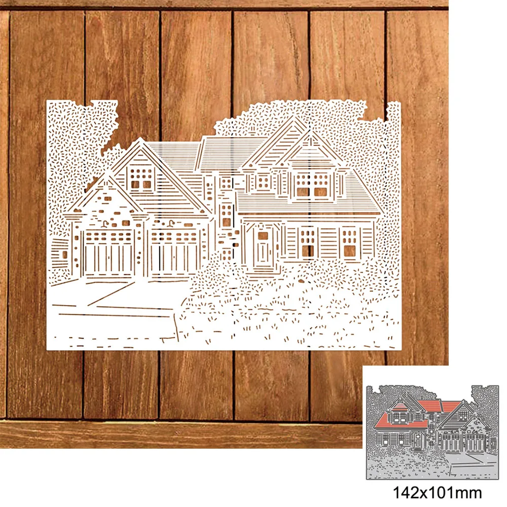 

Houses Yard With Trees Grass Metal Cutting Dies Holiday For DIY Scrapbook Mold Paper Cards Embossed Decorative Craft Die Cut New