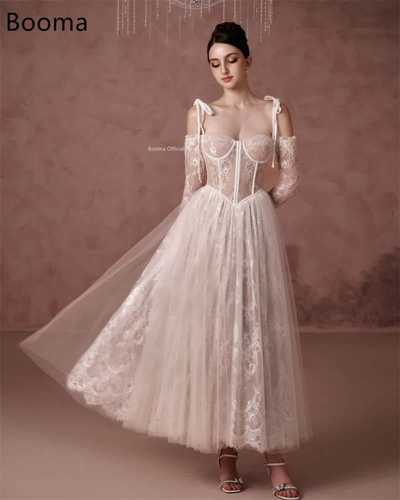 Booma A-Line Wedding Dresses Long Lace Appliques Full-Sleeve Ankle-Length  Elegant Brides Gown Custom Made 2025 - AliExpress