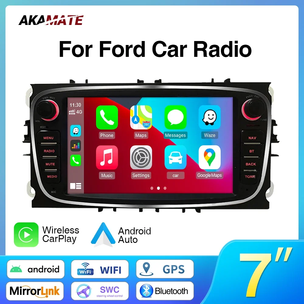 

7inch Car Radio for Ford Focus II/S-Max/Mondeo 9/Galaxy Il/C-Max/Kuga Multimedia Video Player GPS CarPlay Android Auto