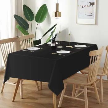 Solid Black Rectangular Tablecloth – Conference, Banquet, Dining & Exhibition Use 1