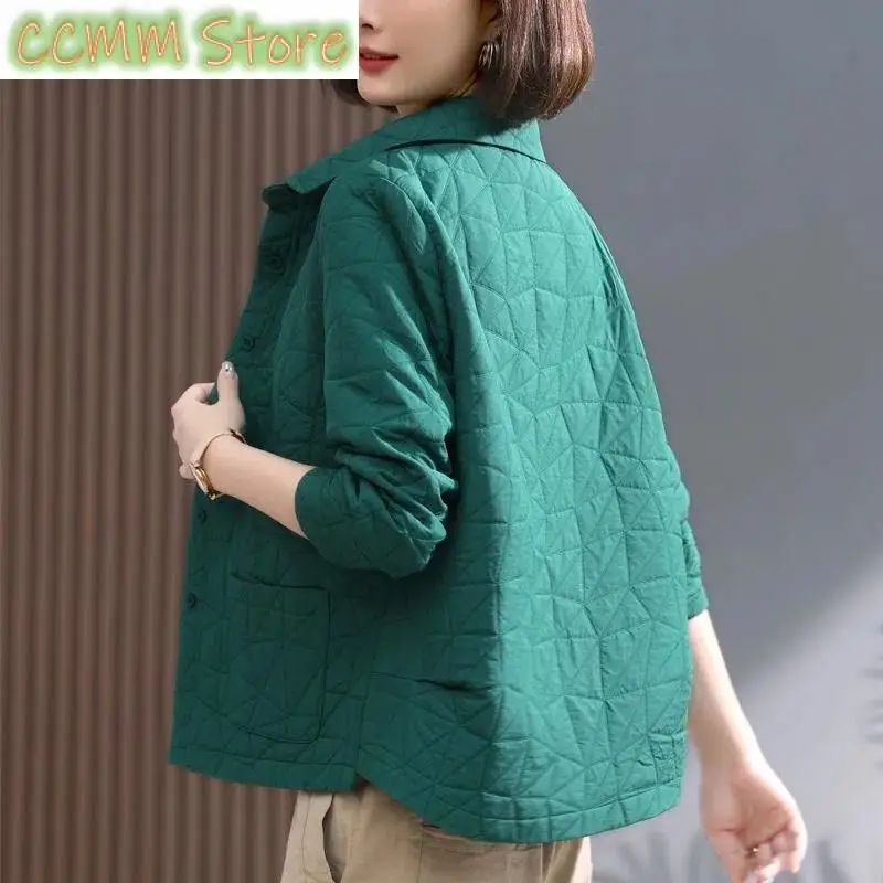 New Cotton Coat Middle-Aged Mother Female Autumn And Winter Spring Autumn Casual Short Coat Korean Version Of Jacket Black