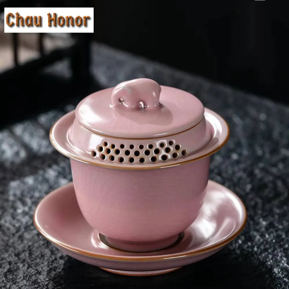 150ml Handmade Jun Kin Change Gaiwan Porcelain Filter Hand Grasping Pot Tea Tureen Tea Making Cover Bowl Tea Ceremony Decoration