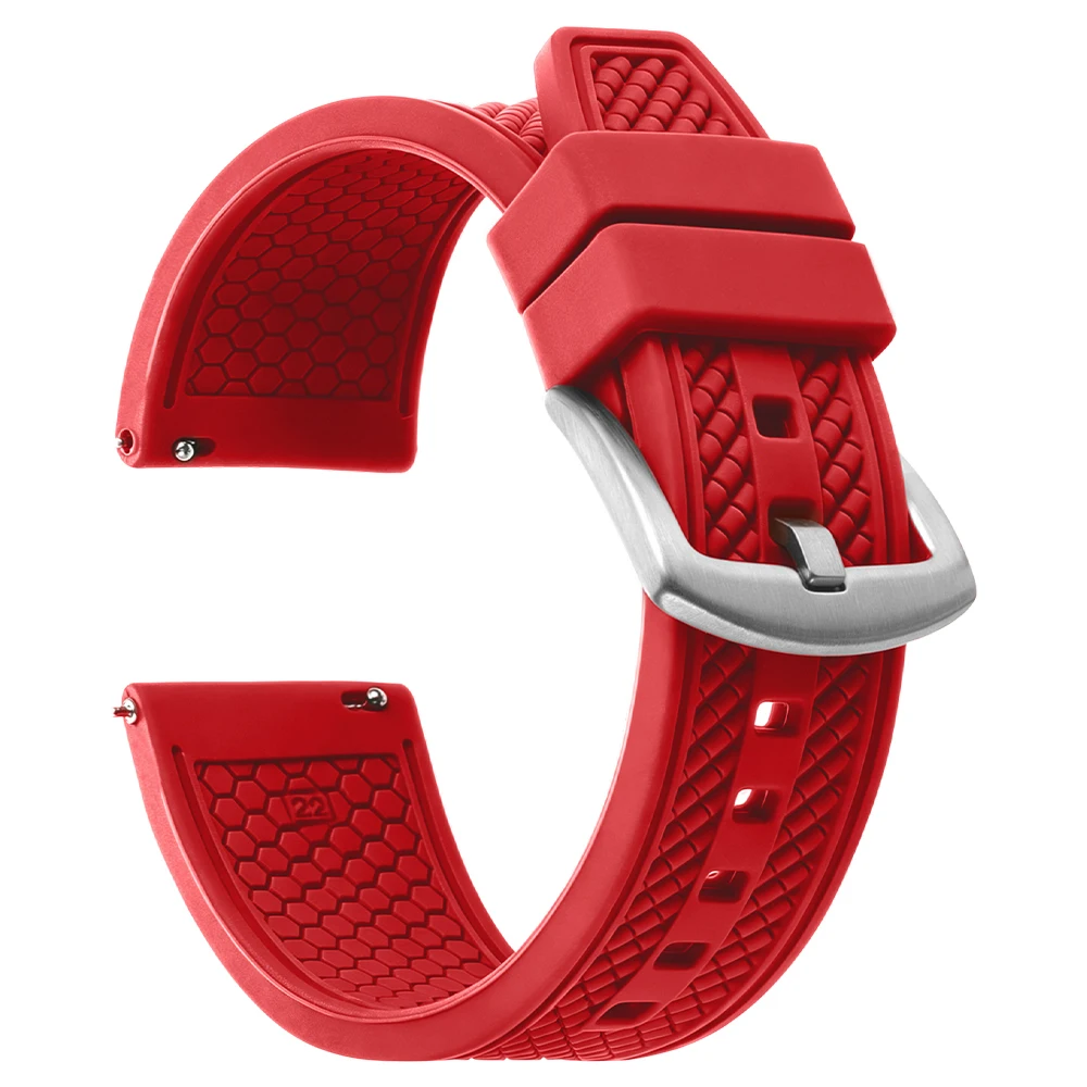 Sporty Waterproof Silicone Watch Strap - 20mm/22mm