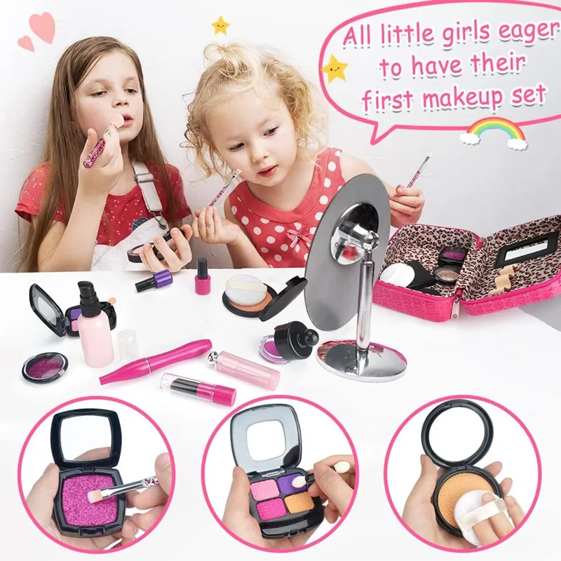 Kids Pretend Play Makeup Set Fake Make Up Kit with Cosmetic Bag for Little  Girls Birthday Gift Children's Play Cosmetics Toys - AliExpress