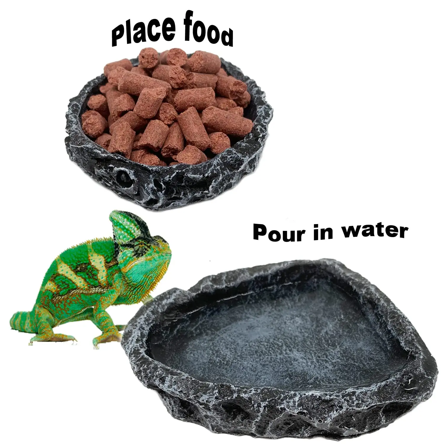 Ciotola Angolare per Rettili (1/2 Pezzi), Ciotola per Acqua e Cibo per Terrario, per Draghi Barbuti, Lucertole, Rane - immagine 3