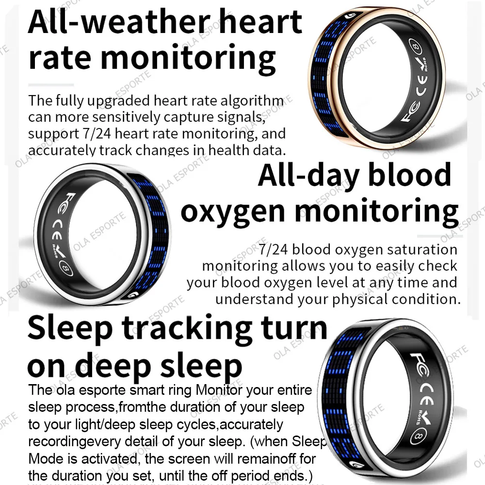 2026 Smart Ring with Touch Display Screen, Wireless Charging, Health Manager, 5 ATM Waterproof For Men Women Smart Rings R12 R08 - 4