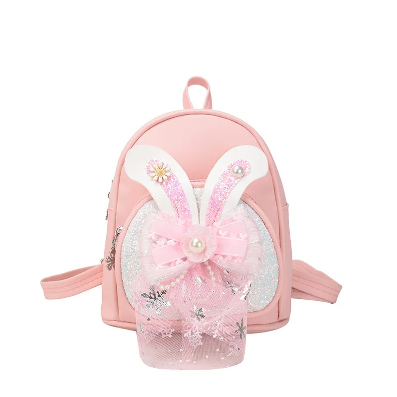 PU Children Small Backpack Cartoon Cute Bow Sequin Backpacks Fashion Girl Princess Mini Travel Schoolbags Kids Accessories Bag