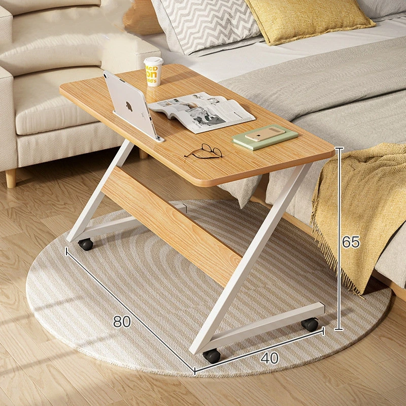 Laptop Stand Computer Desk Laptop Table With Wheels Z Side Table Wheels Desk Mobile Overbed Table 360° Rotating Table 80x40x75