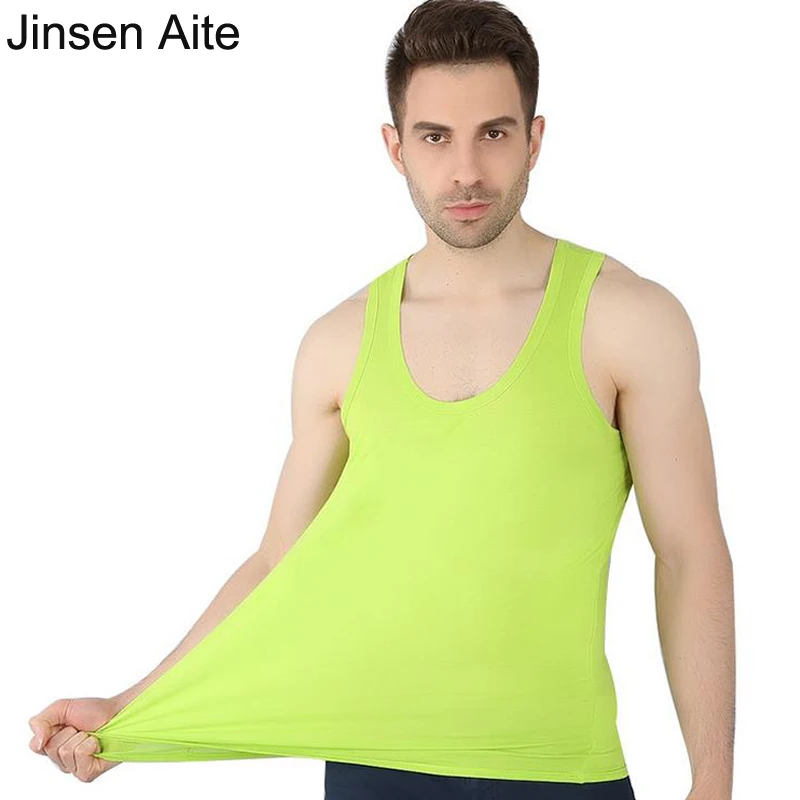 

Jinsen Aite Plus Size L-7XL New Casual Modal Men O-Neck Solid Tank Tops Summer Bodybuilding Sleeveless Vest Fitness Male JS130